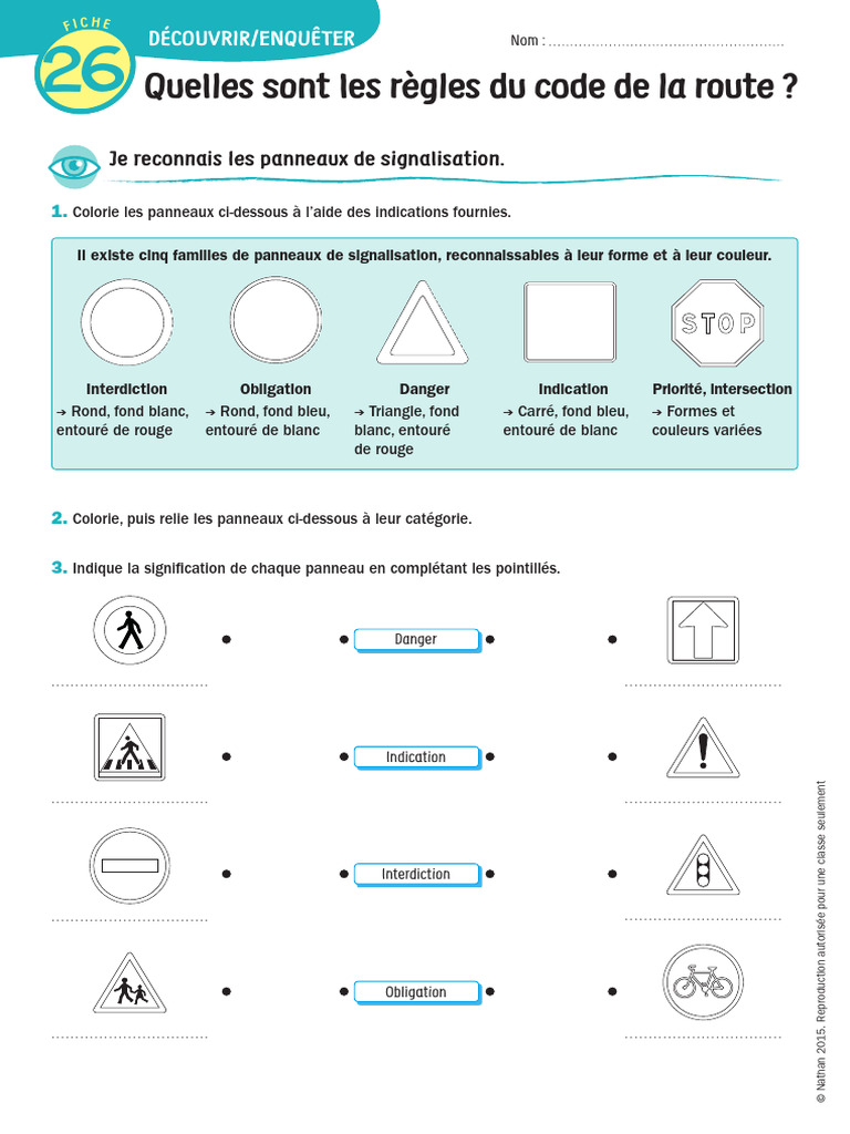 Exercices de signalisation routière | PDF | Sécurité routière | Véhicules