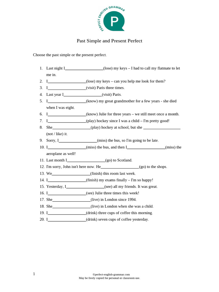 Present Perfect vs Past Simple Answers | PDF