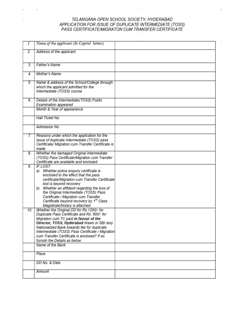 Duplicate Intermediate Certificate Application | PDF | Affidavit ...