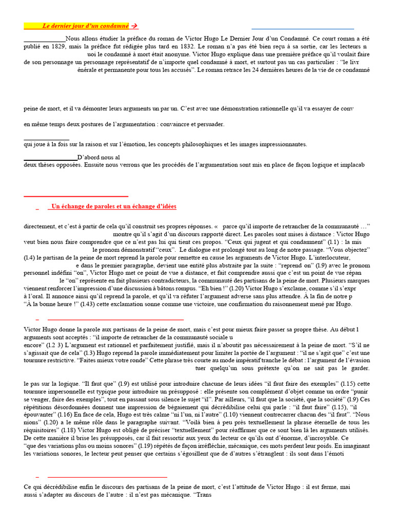 Argumentation de Hugo contre la peine de mort | PDF | Discours ...