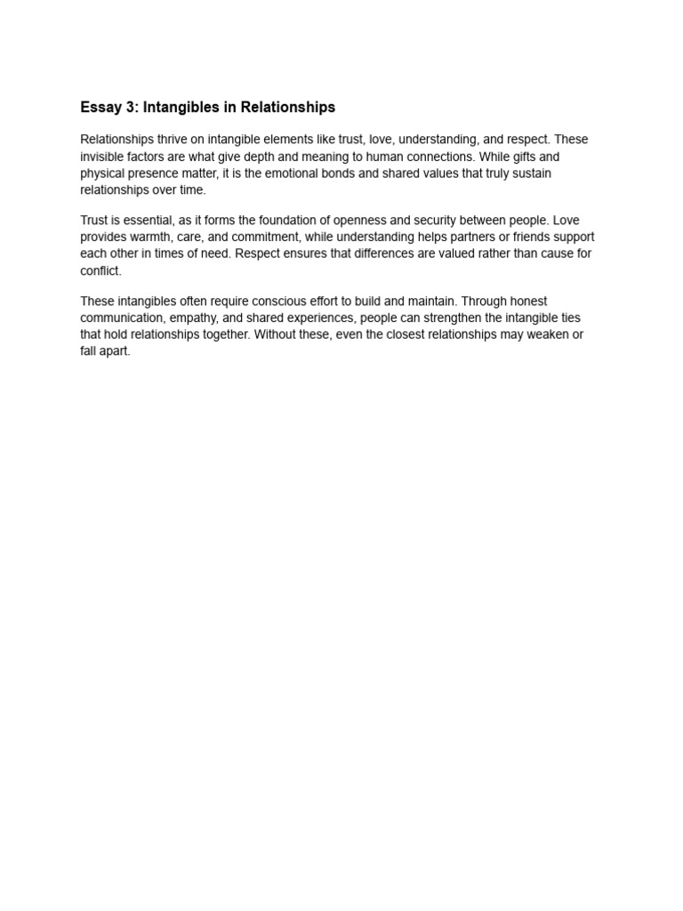 Intangibles That Strengthen Relationships | PDF