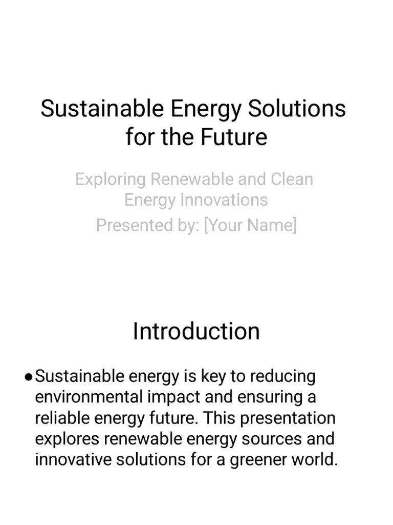 Sustainable Energy Solutions | PDF | Sustainable Energy | Renewable Energy