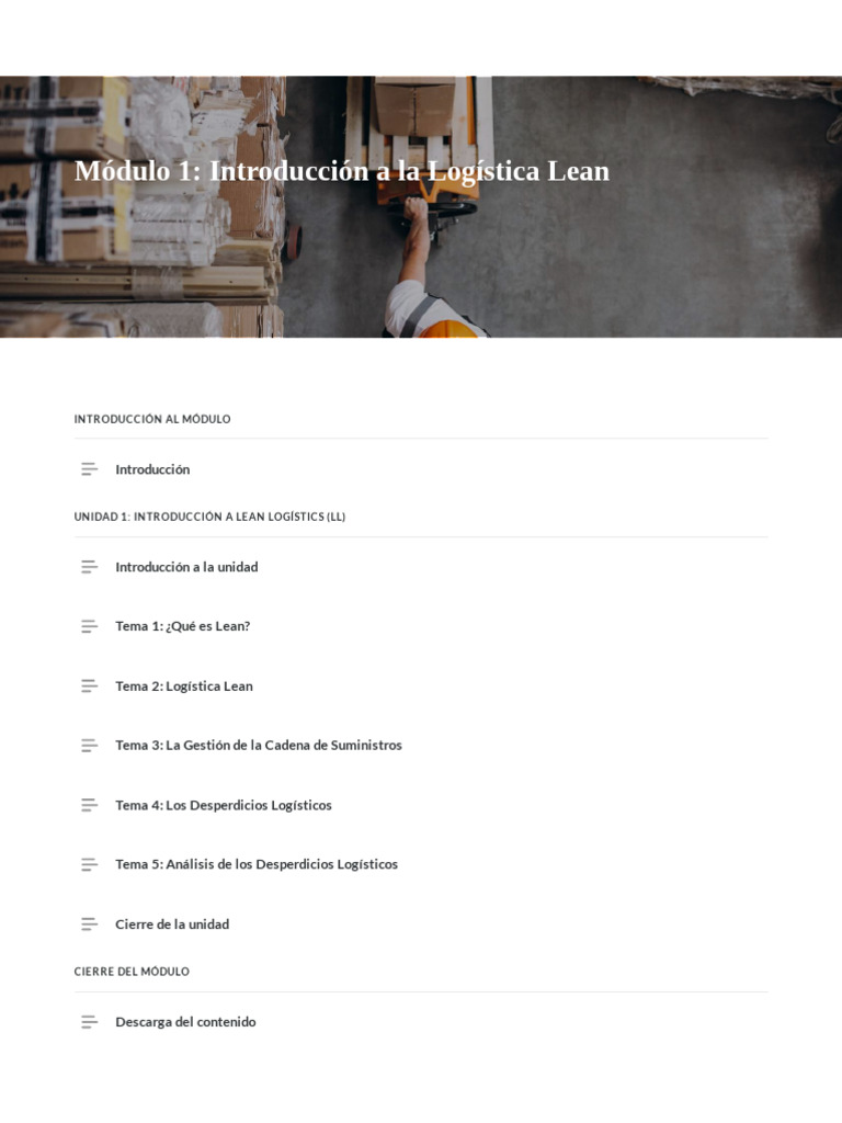 Modulo 1 Introduccion A La Logistica Lean | PDF | Lean Manufacturing ...