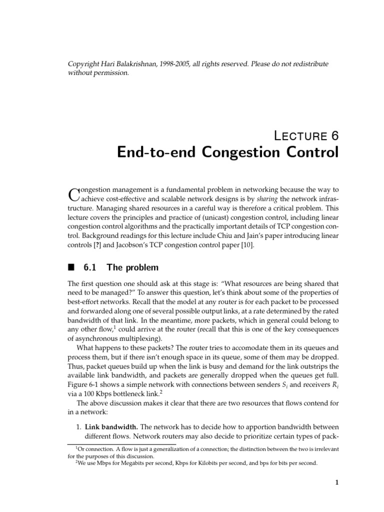 End To End Congestion Control | PDF | Network Congestion | Transmission ...