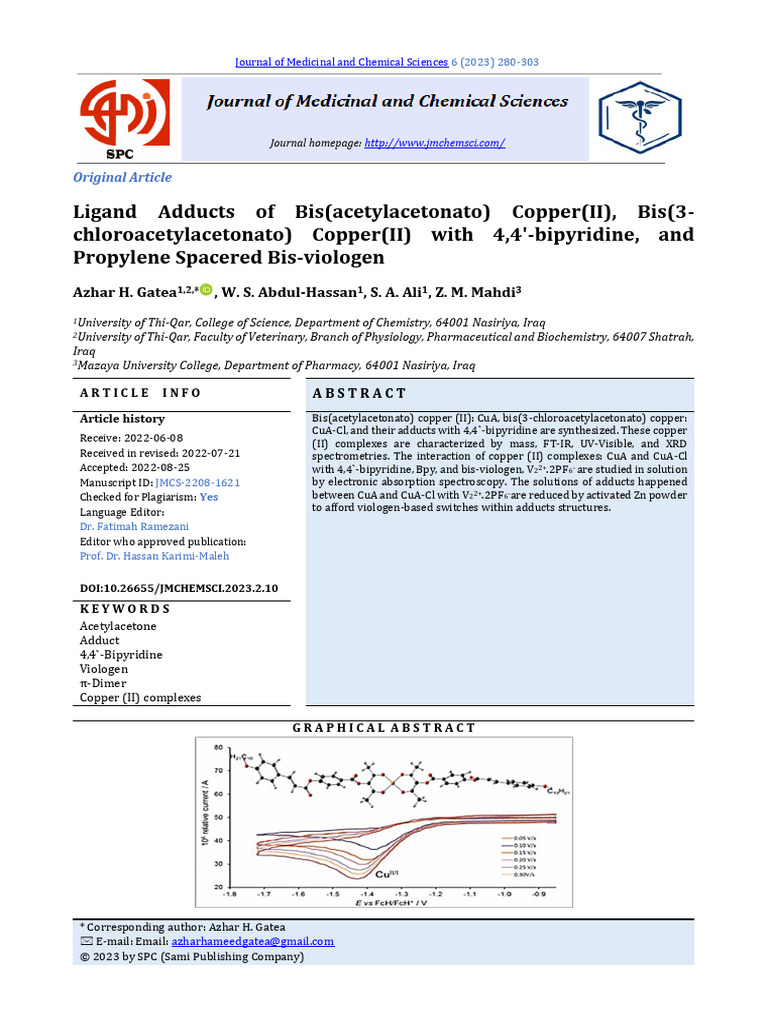 JMCS - Volume 6 - Issue 2 - Pages 280-303 | PDF | Ketone | Coordination ...