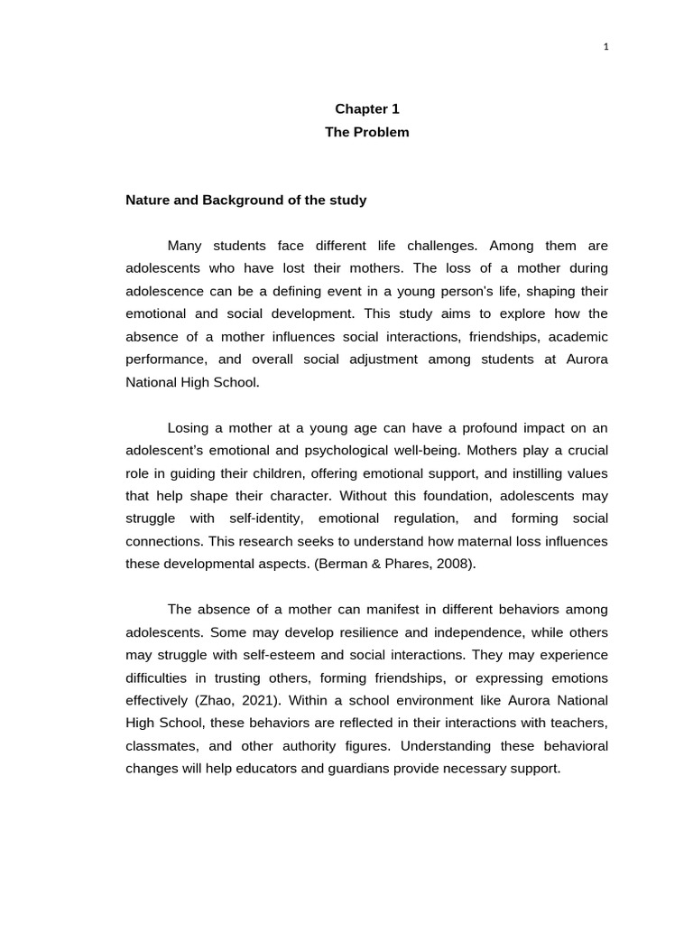 Impact of Maternal Loss on Adolescents | PDF | Adolescence | Grief