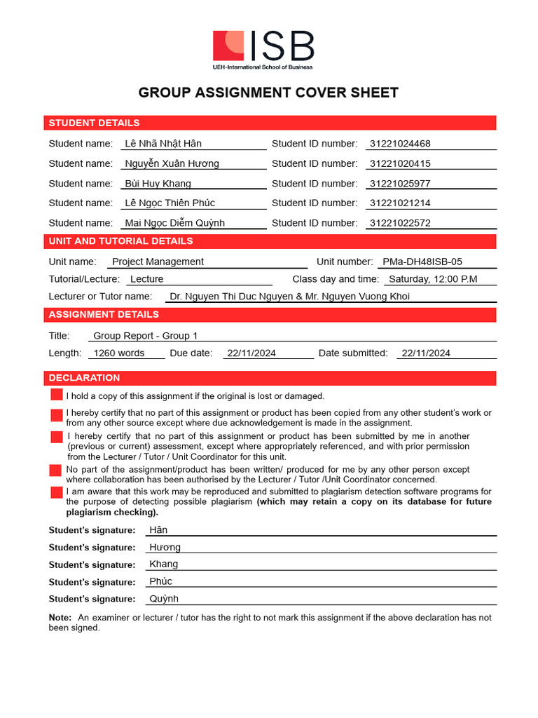 PMA05 Group 1 Final Report | PDF | Risk | Project Management