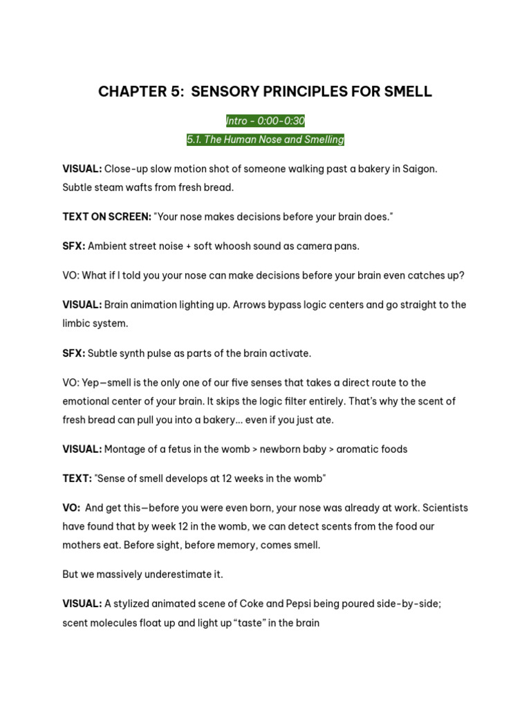 Sensory Principles of Smell Explained | PDF | Somatosensory System | Odor