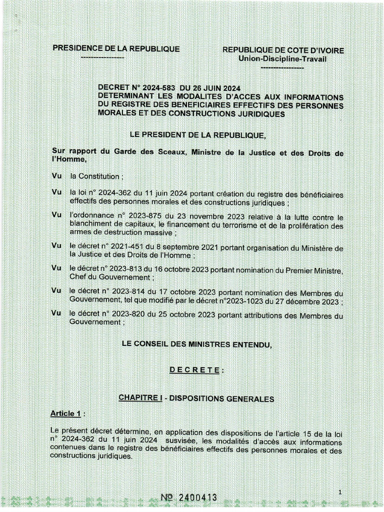 Decret Beneficiaire Effectif | PDF