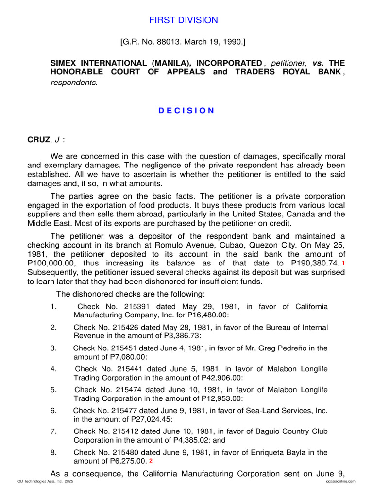 Simex International, Inc. v. Court of Appeals | PDF | Damages | Banks