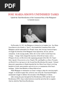 Jose Maria Sison's Unfinished Tasks