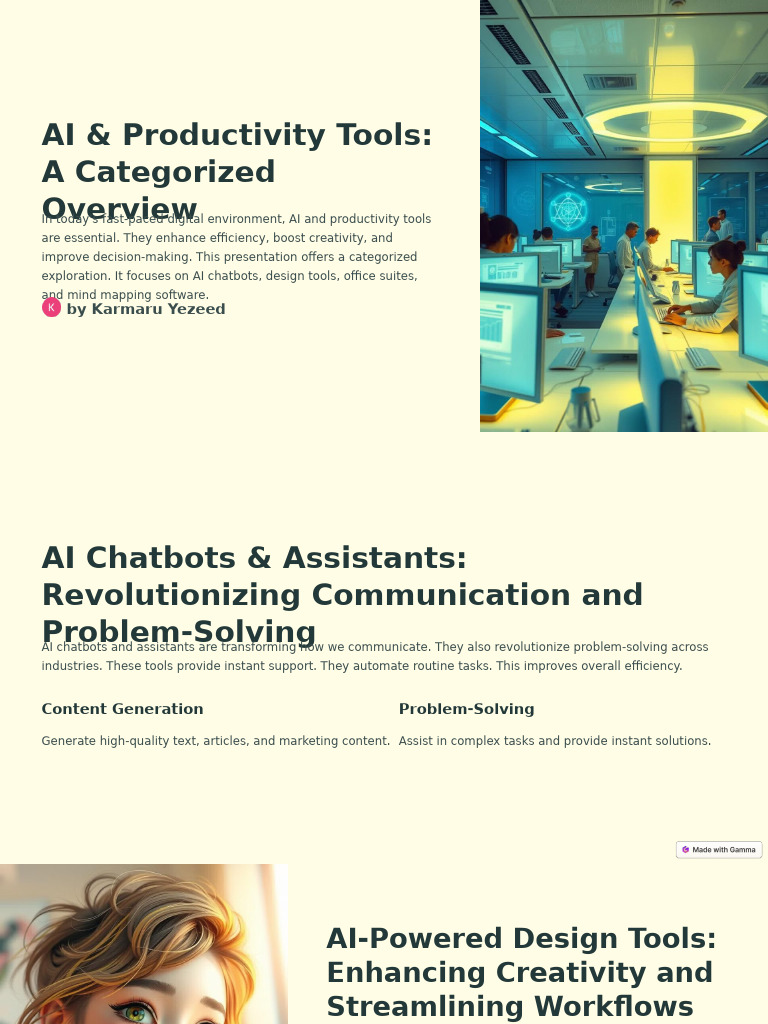 AI and Productivity Tools a Categorized Overview | PDF | Artificial ...