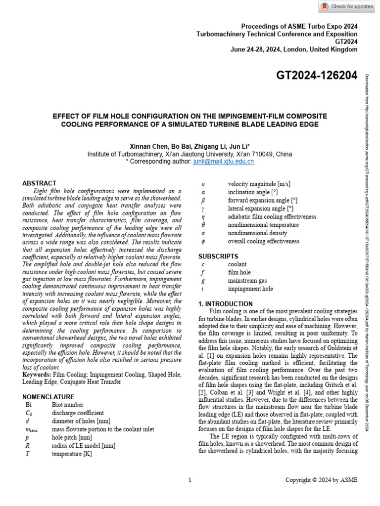 Effect of Film Hole Configuration On The Impingement-Film Composite ...