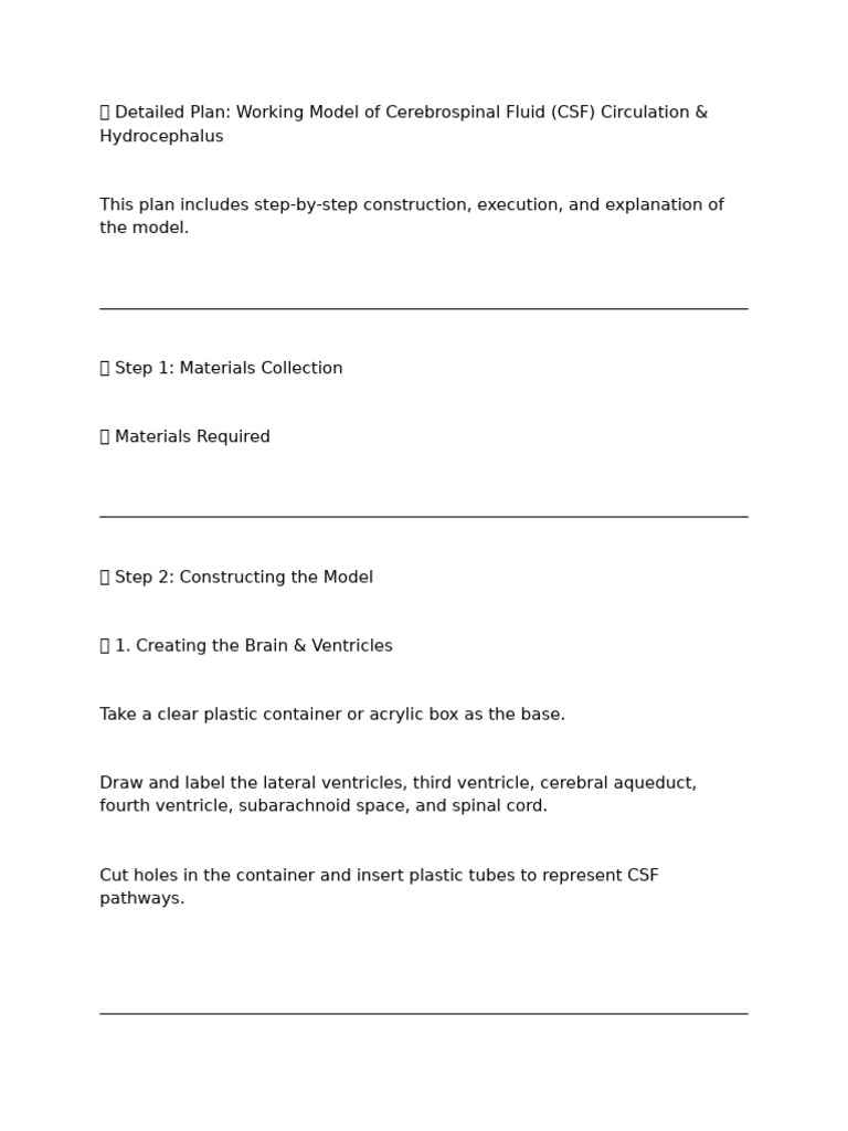 Physiology Model - CSF | PDF | Cerebrospinal Fluid | Medical Specialties