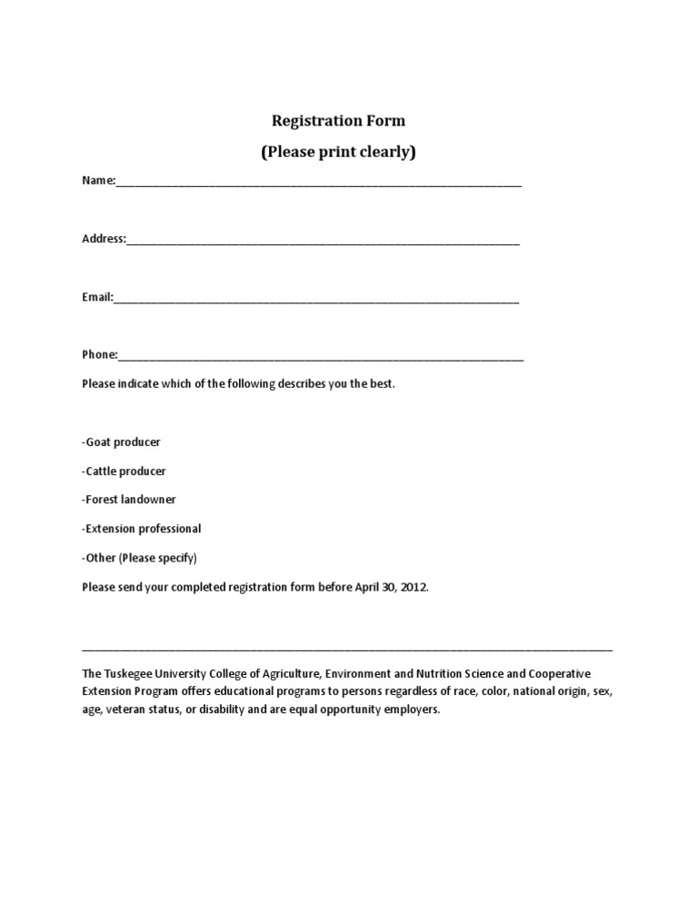 Registration Form for Agricultural Programs | PDF | Business