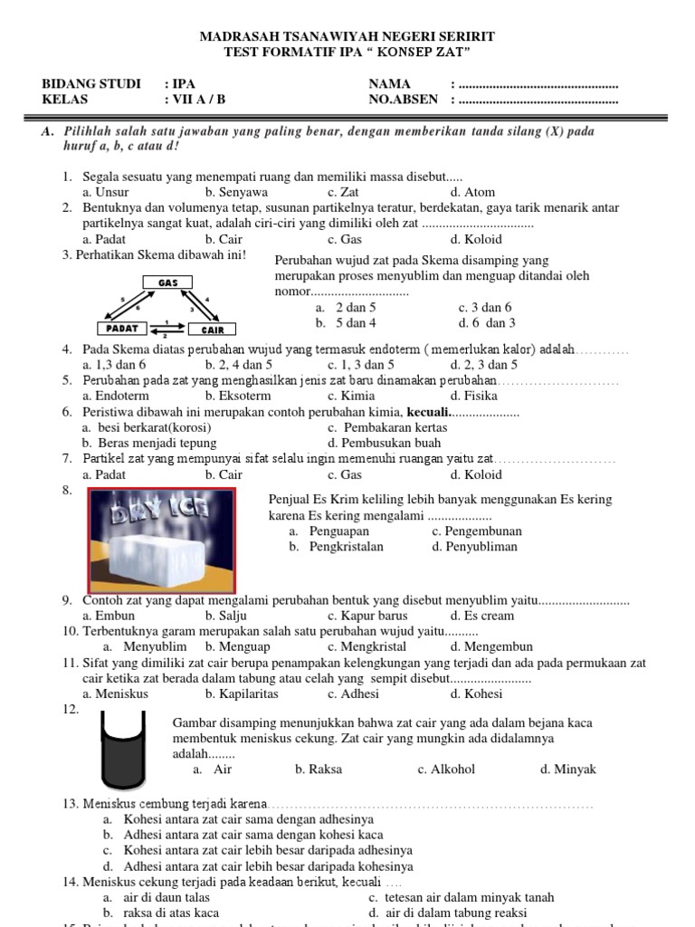 1 3 Soal Konsep Zat Vii 1