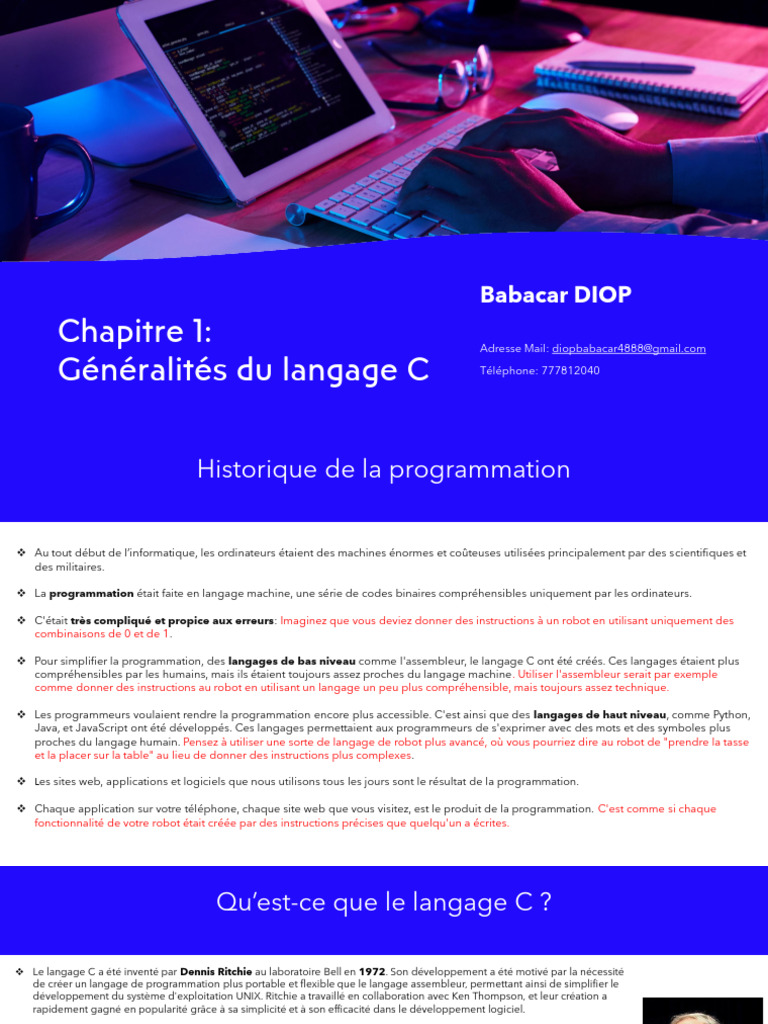 Introduction au langage C et ses bases | PDF | C (Langage de ...