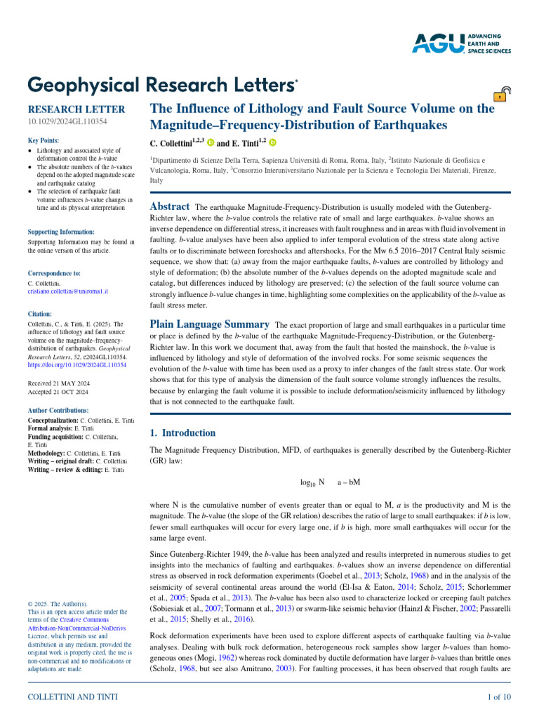 Lithology's Impact on Earthquake b-Values | PDF | Earthquakes | Moment ...