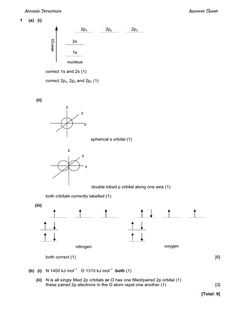 Atomic Structure Exam Mark Scheme | PDF | Atoms | Atomic Nucleus