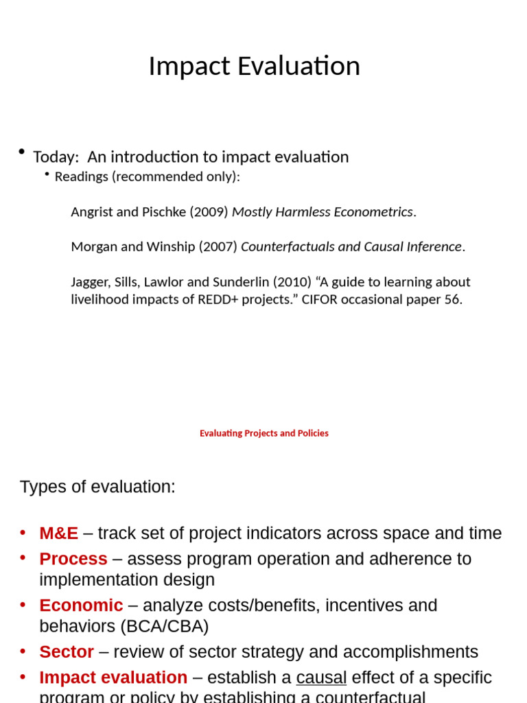 Wk10 Oct28 ImpactEvaluation | PDF | Confounding | Methodology