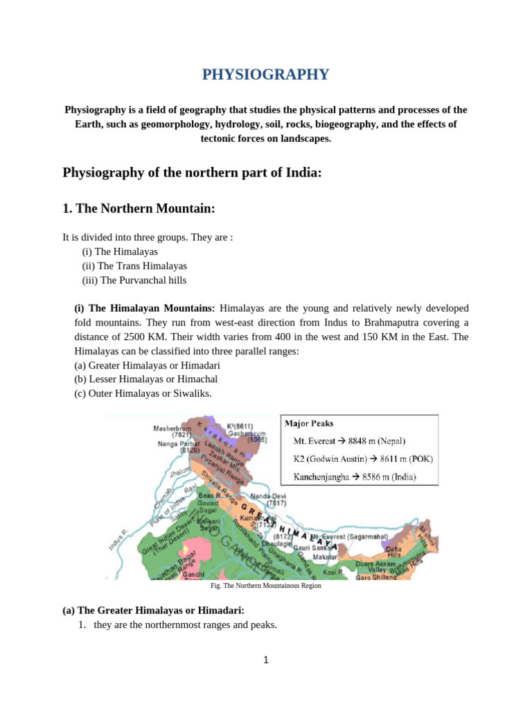 Physiographic Divisions of India | PDF | Himalayas | Monsoon
