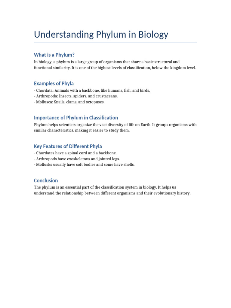 Phylum Classification in Biology | PDF
