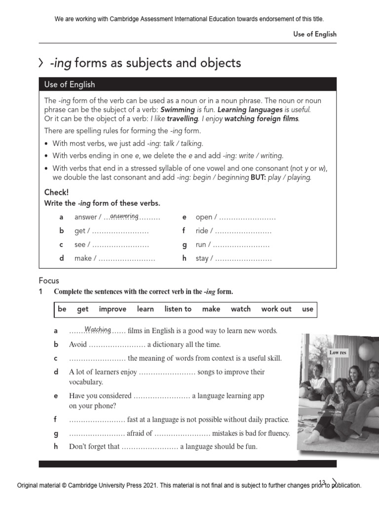 Mastering the -ing Form in English | PDF | English Language | Verb