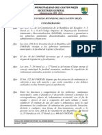 Ordenanza de Fraccionamientos Urbanizaciones y Lotizaciones en El Canton Mejia