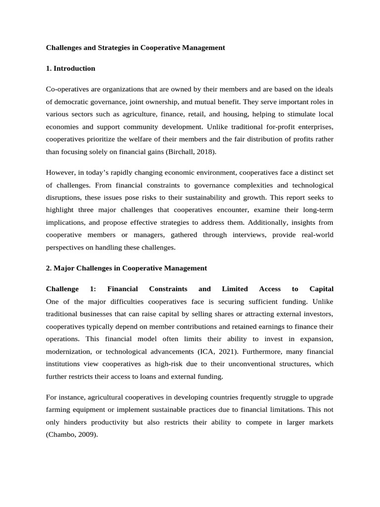 Challenges in Cooperative Management | PDF | Cooperative | Governance