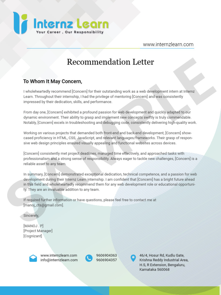 Internz learn recomendition letter | PDF | Web Development ...