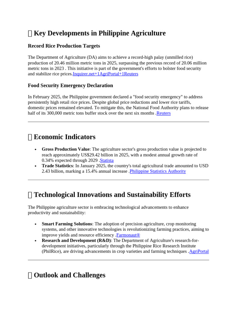 ? Key Developments in Philippine Agriculture | PDF | Agriculture | Food ...