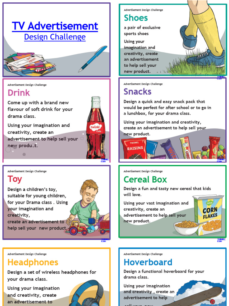 Advertisement Design Challenge Cards | PDF | Consumer Goods