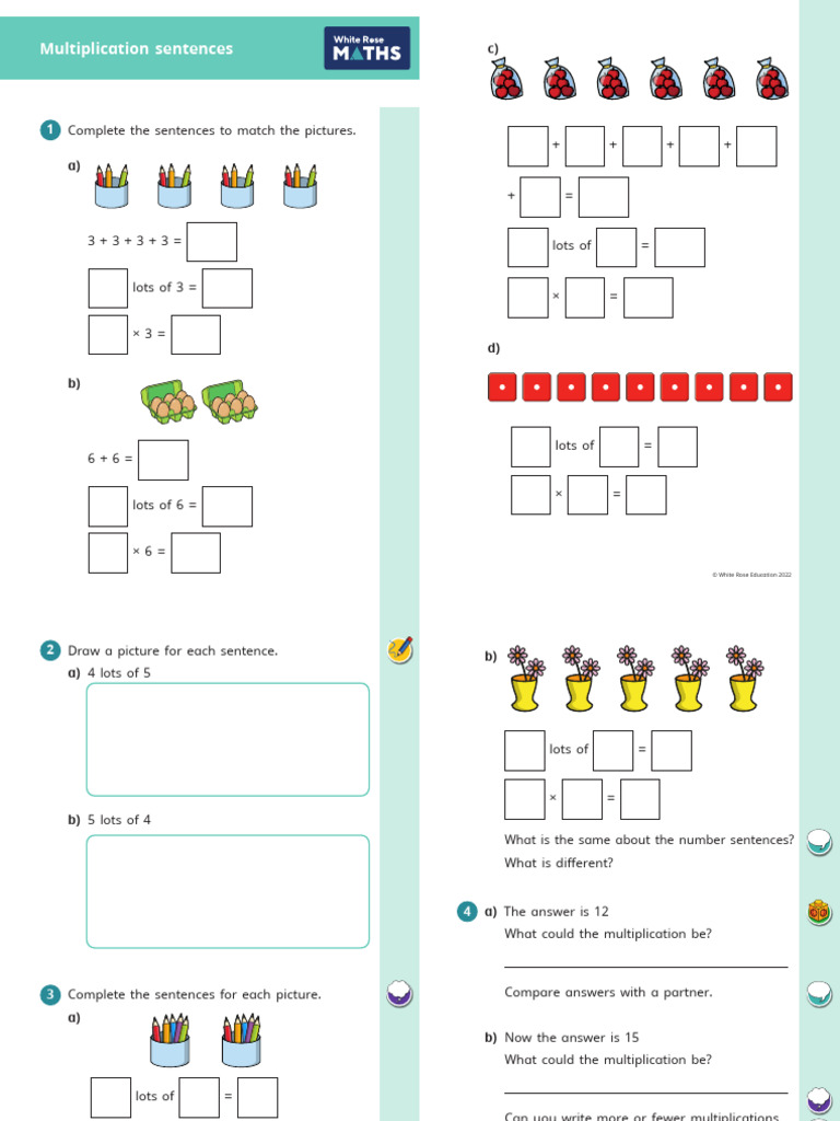 Y2 Spring Block 2 WO5 Multiplication Sentences 2022 | PDF