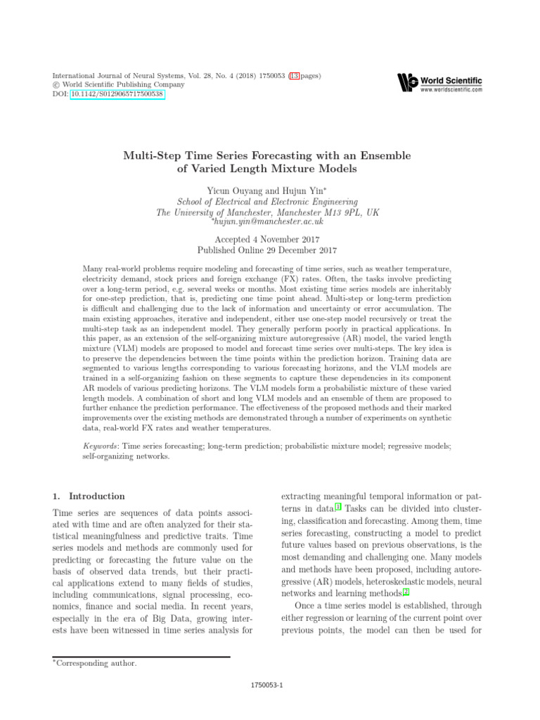 Multi-Step Time Series Forecasting Models | PDF | Time Series | Forecasting