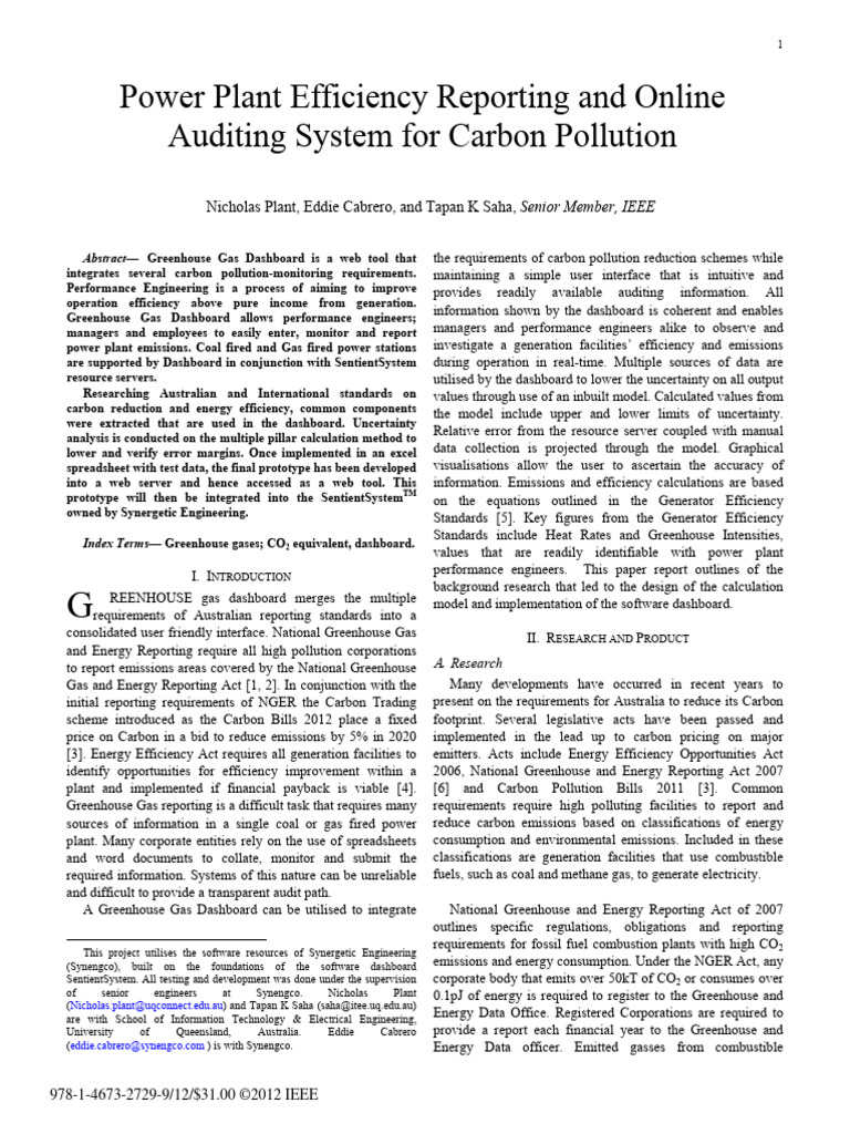 Carbon Emissions Dashboard for Power Plants | PDF | Efficient Energy ...