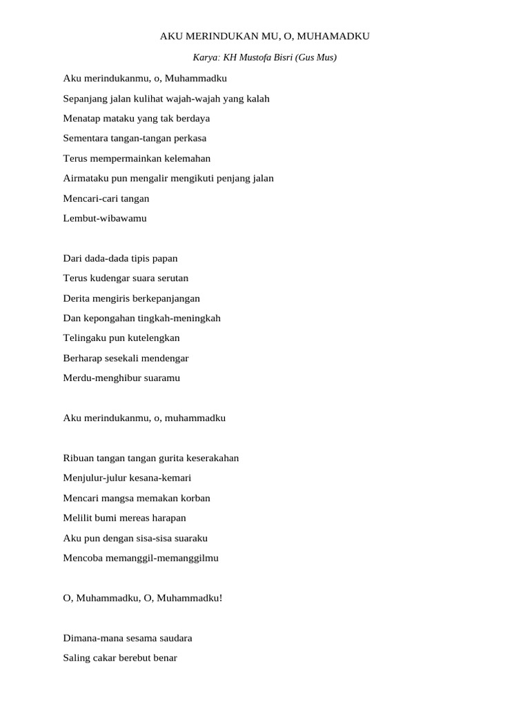 Rindu pada Muhammad dalam Puisi Gus Mus | PDF