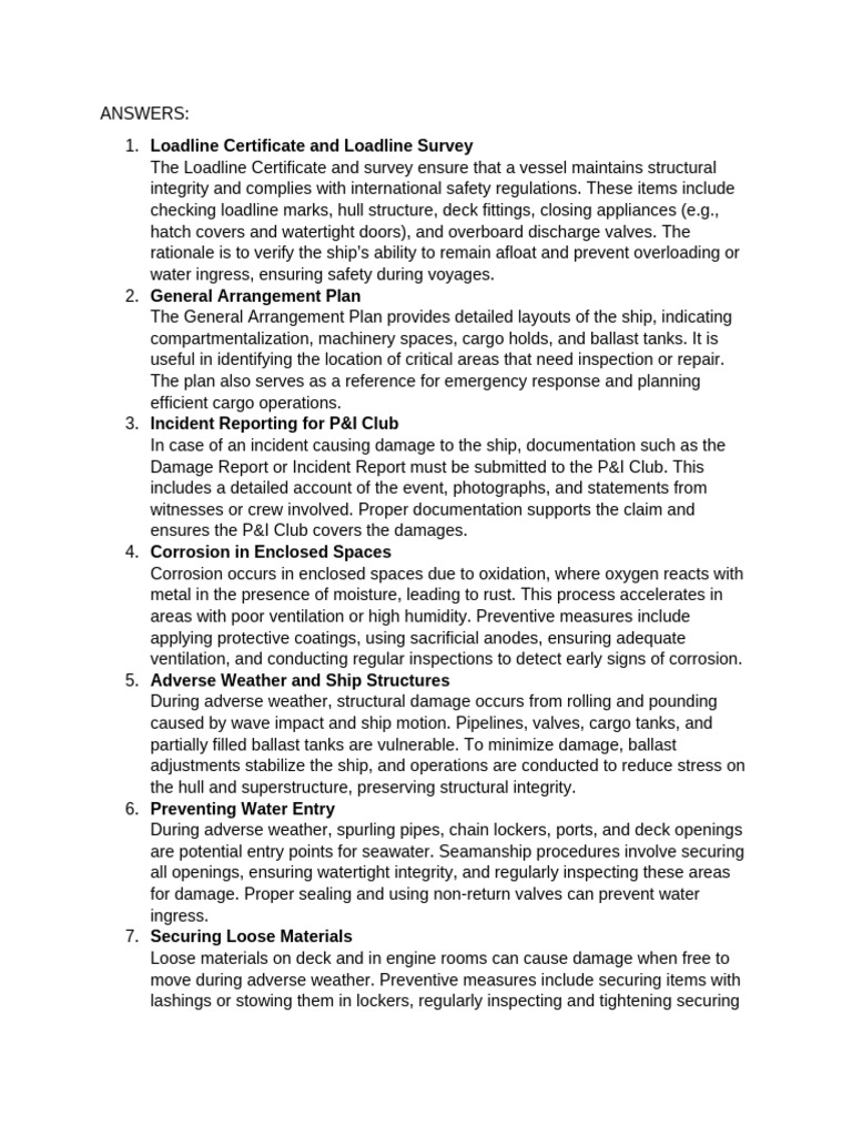 Inspection Prior to Vessel Discharge | PDF | Fatigue (Material) | Ships