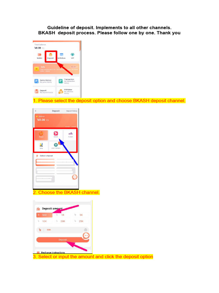 BKASH Deposit Process Guide | PDF