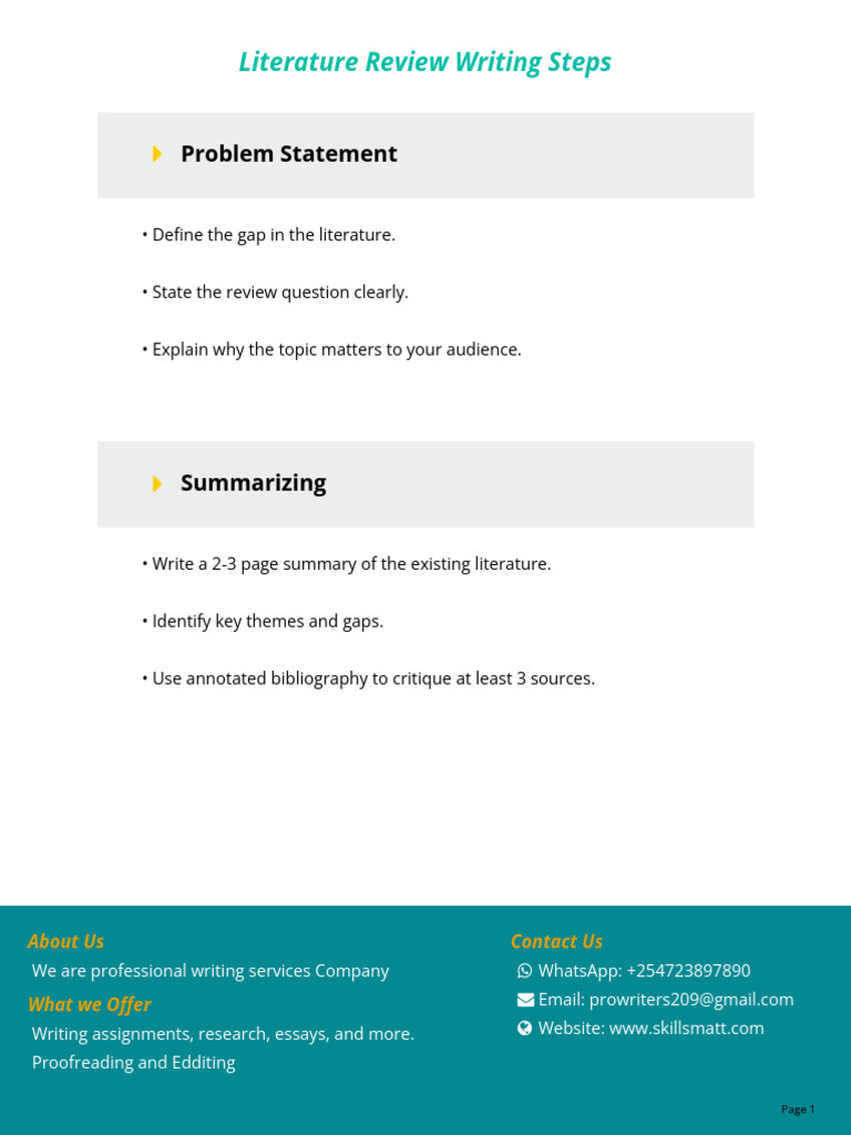 Steps for Writing a Literature Review | PDF | Essays