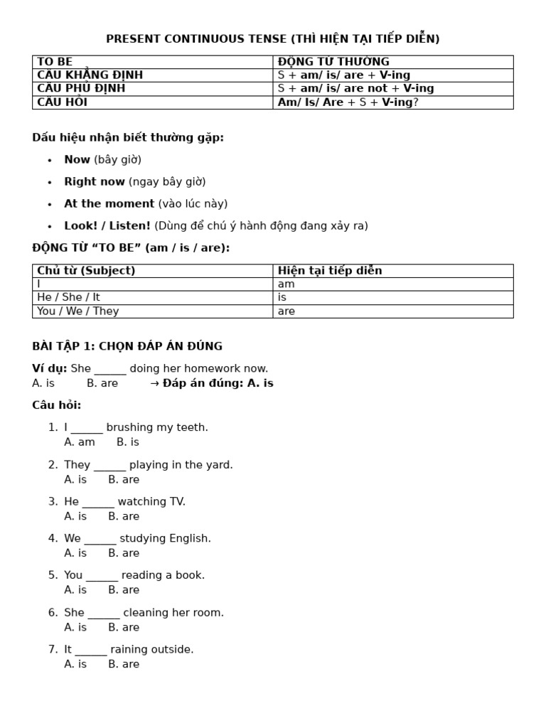 Understanding Present Continuous Tense | PDF