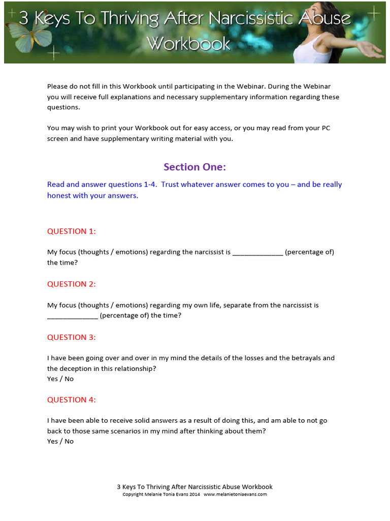 3 Keys To Thriving After Narcissistic Abuse-Workbook | PDF ...