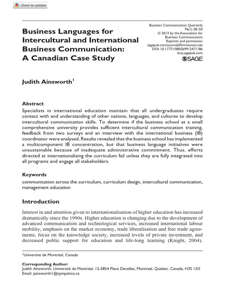 Intercultural Business Communication Study | PDF | Curriculum | French ...