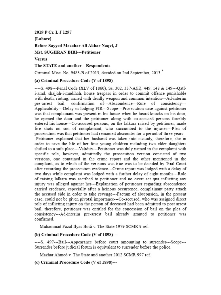 2019 P C R L J 1297 | PDF | Bail | Prosecutor