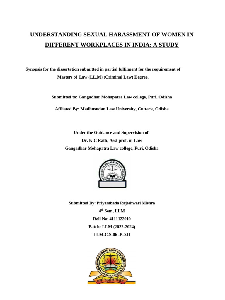 Understanding Sexual Harassment of Women in Different Workplaces in ...