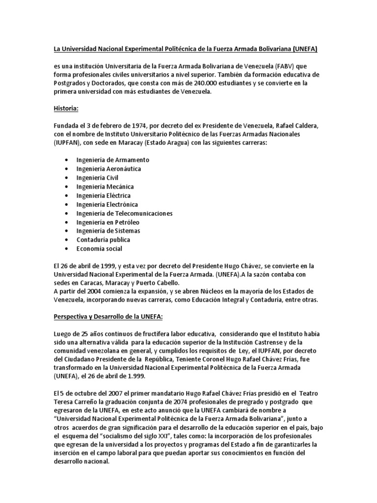 La Universidad Nacional Experimental Politecnica De La Fuerza