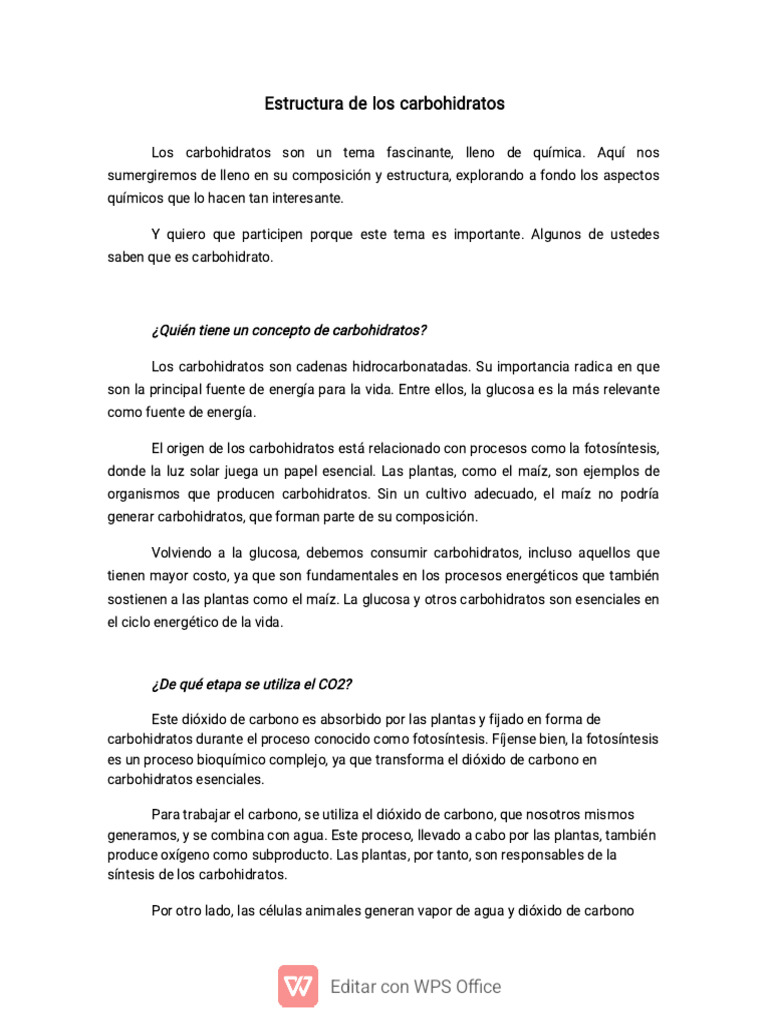Estructura De Los Carbohidratos Pdf Carbohidratos Alimentos