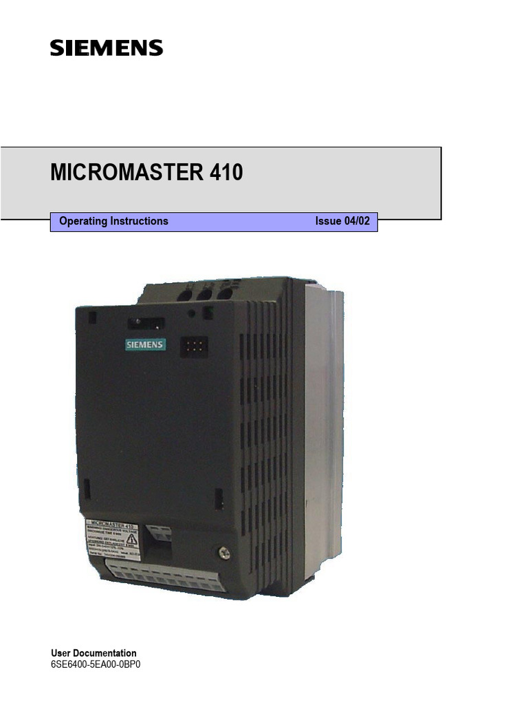 Micromaster 410 Manual Opi en | PDF | Power Inverter | Power Supply