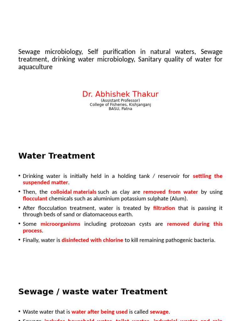 Sewage Microbiology and Treatment Processes | PDF | Sewage Treatment ...