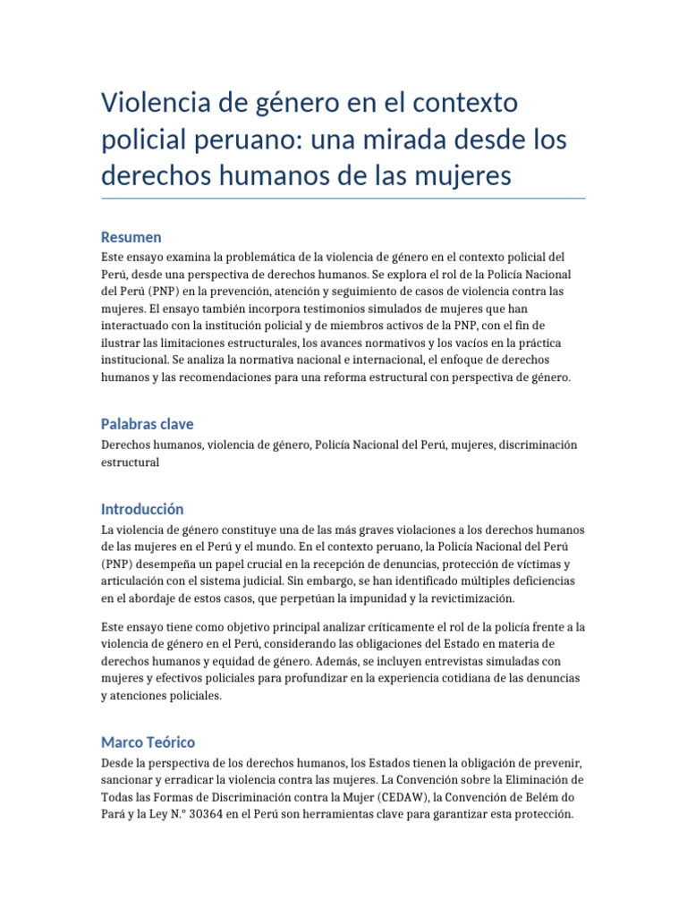 Violencia de género y policía en Perú | PDF | La violencia contra las ...