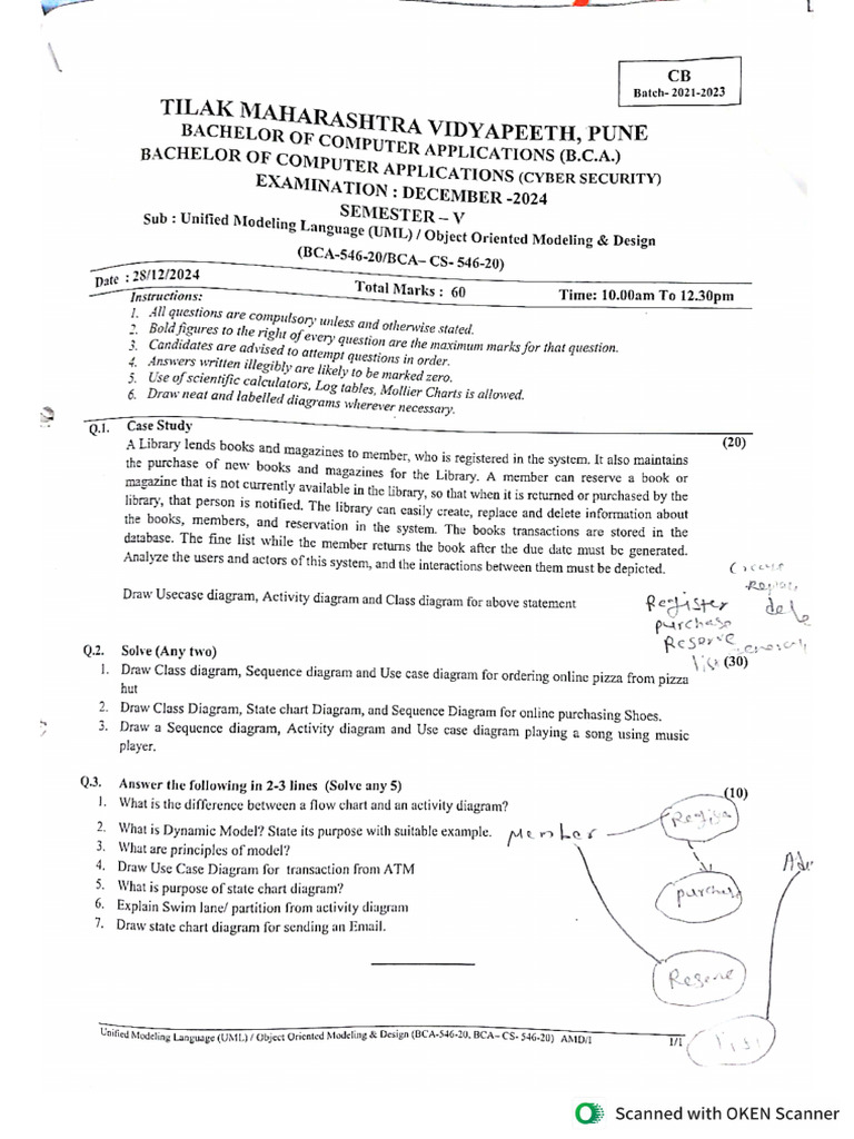 UML Question Paper | PDF